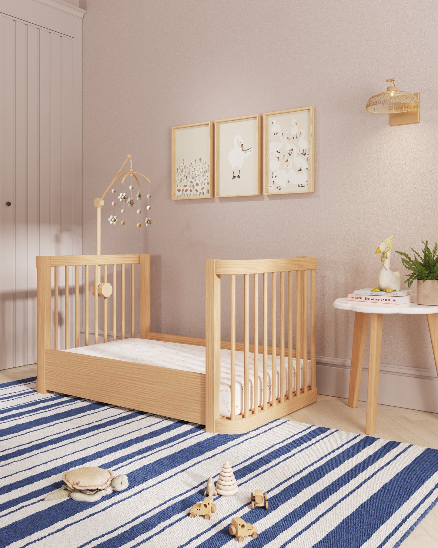 ✨3-in-1 Children Convertible Wave Crib, converts from a mini crib, to full crib, to toddler bed