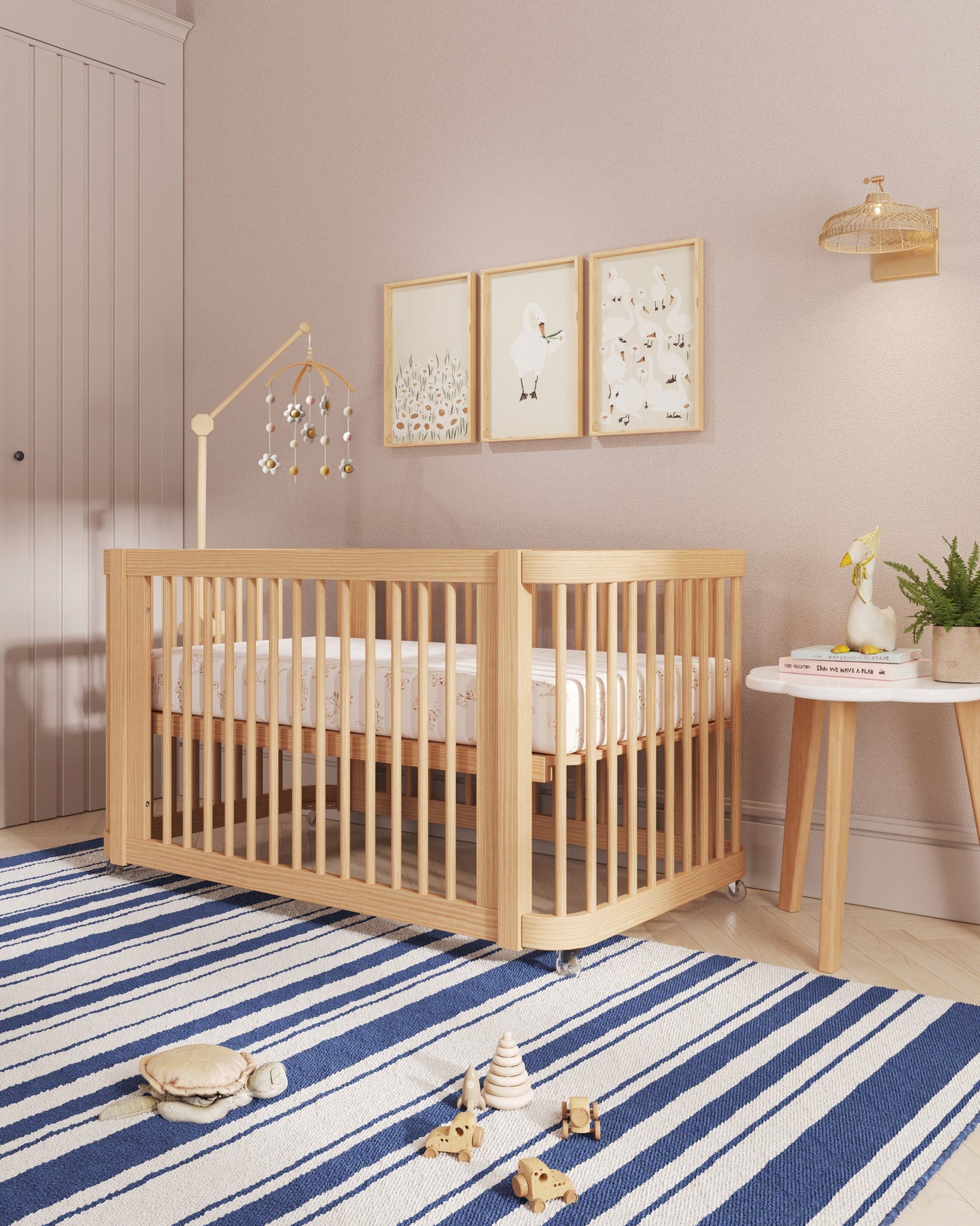 ✨3-in-1 Children Convertible Wave Crib, converts from a mini crib, to full crib, to toddler bed