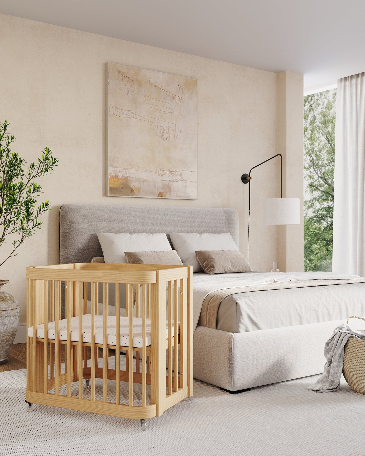 ✨3-in-1 Children Convertible Wave Crib, converts from a mini crib, to full crib, to toddler bed