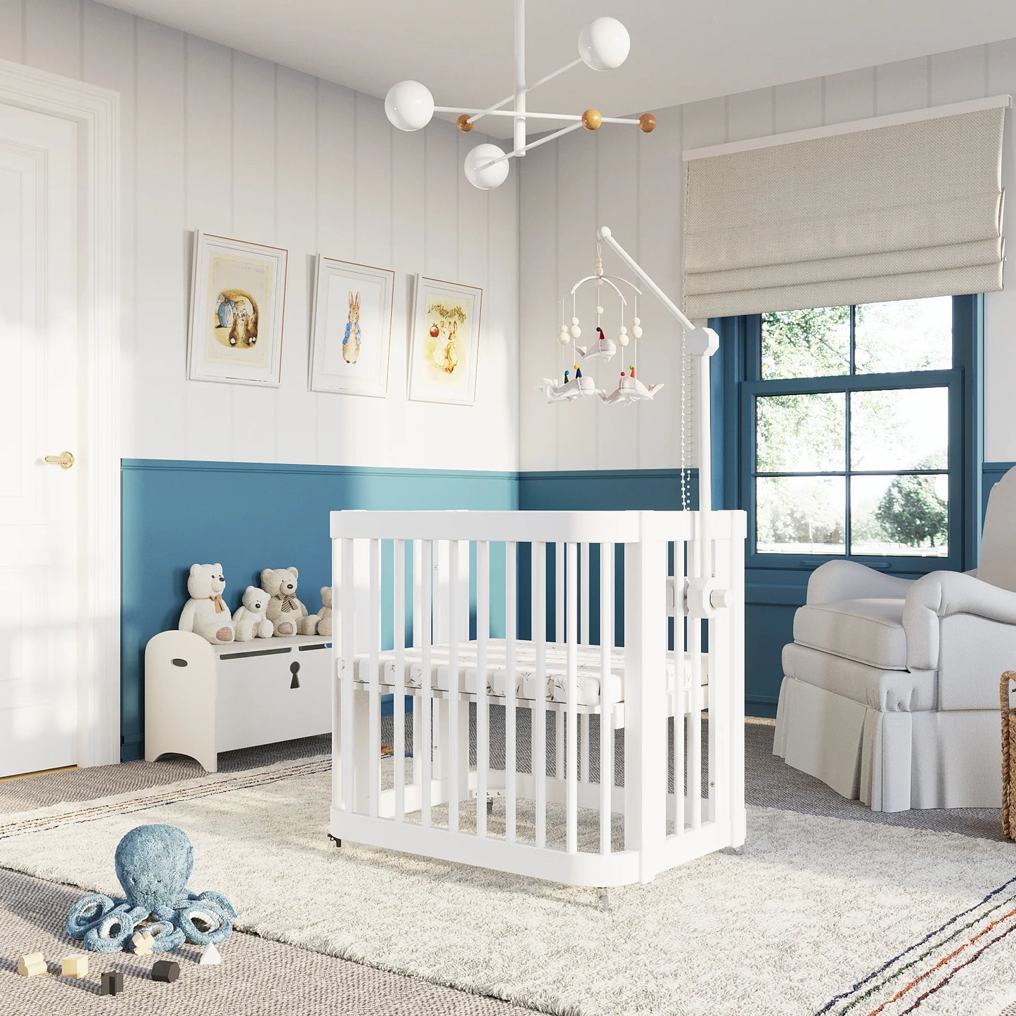 ✨3-in-1 Children Convertible Wave Crib, converts from a mini crib, to full crib, to toddler bed