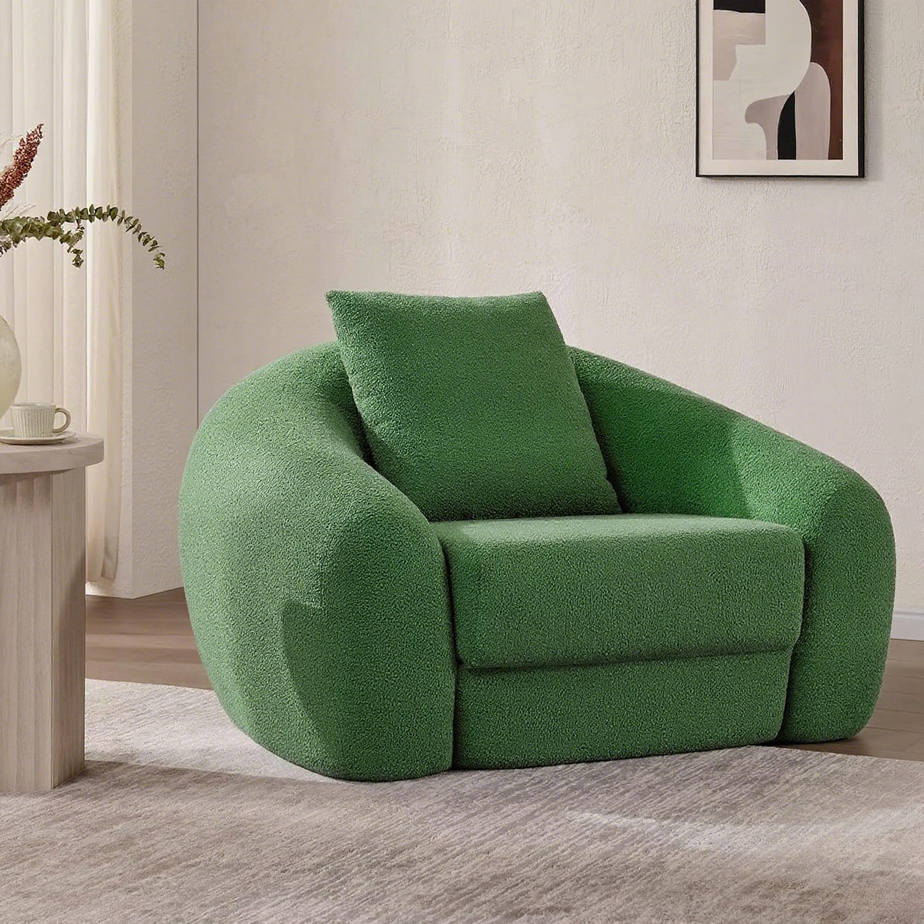 ✨Curved Convertible Sofa Couch Bed for Living Room, Futon Cloud Boneless Sleeper Chair, Pull Out Floor Couch with Deep Seet Single Sofa Foam Lounger, No Assembly for Bedroom Apartment