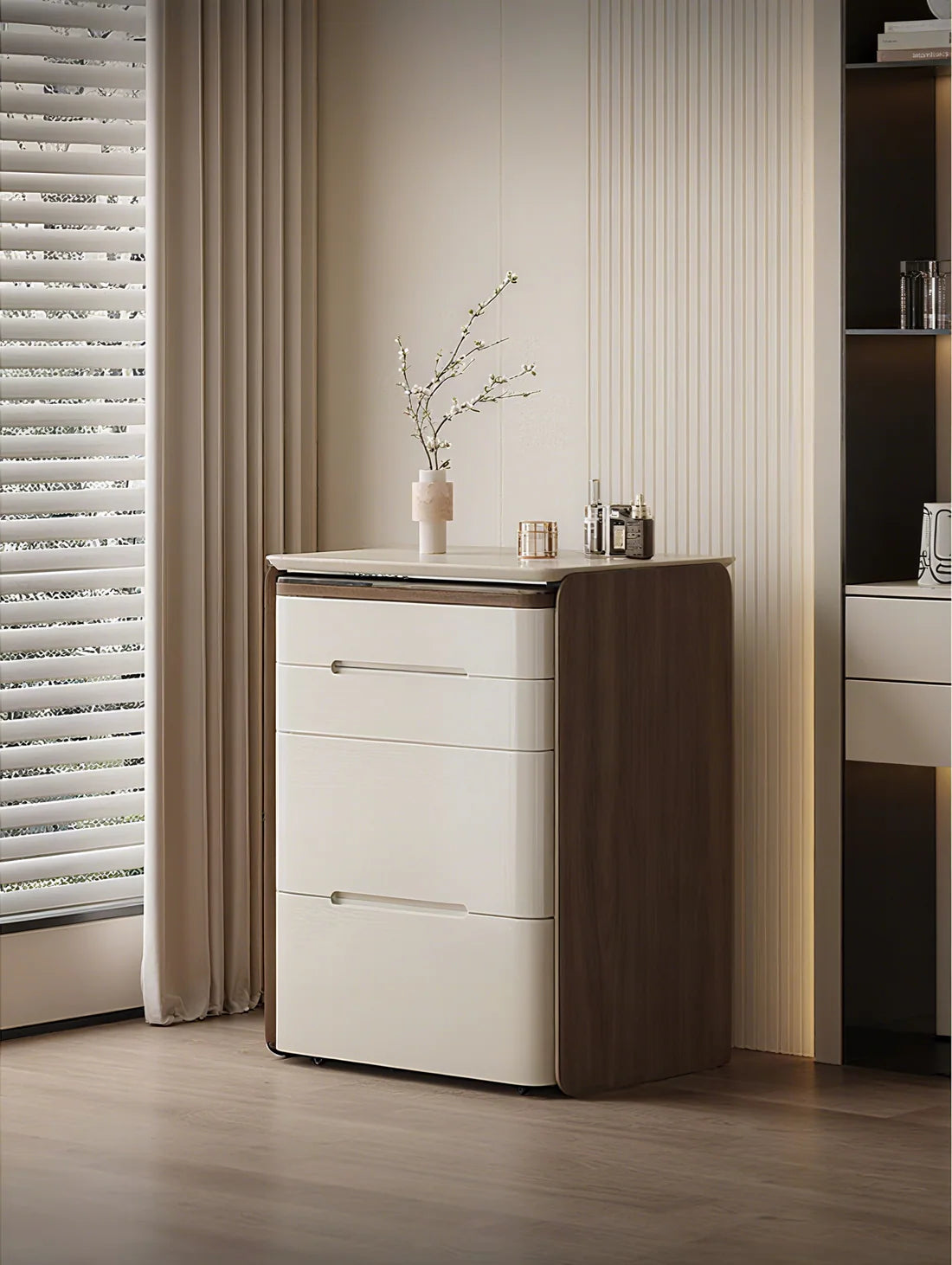 🌟Bedside Table Dressing Table Storage Integrated and Bedroom Flip Over Makeup Table