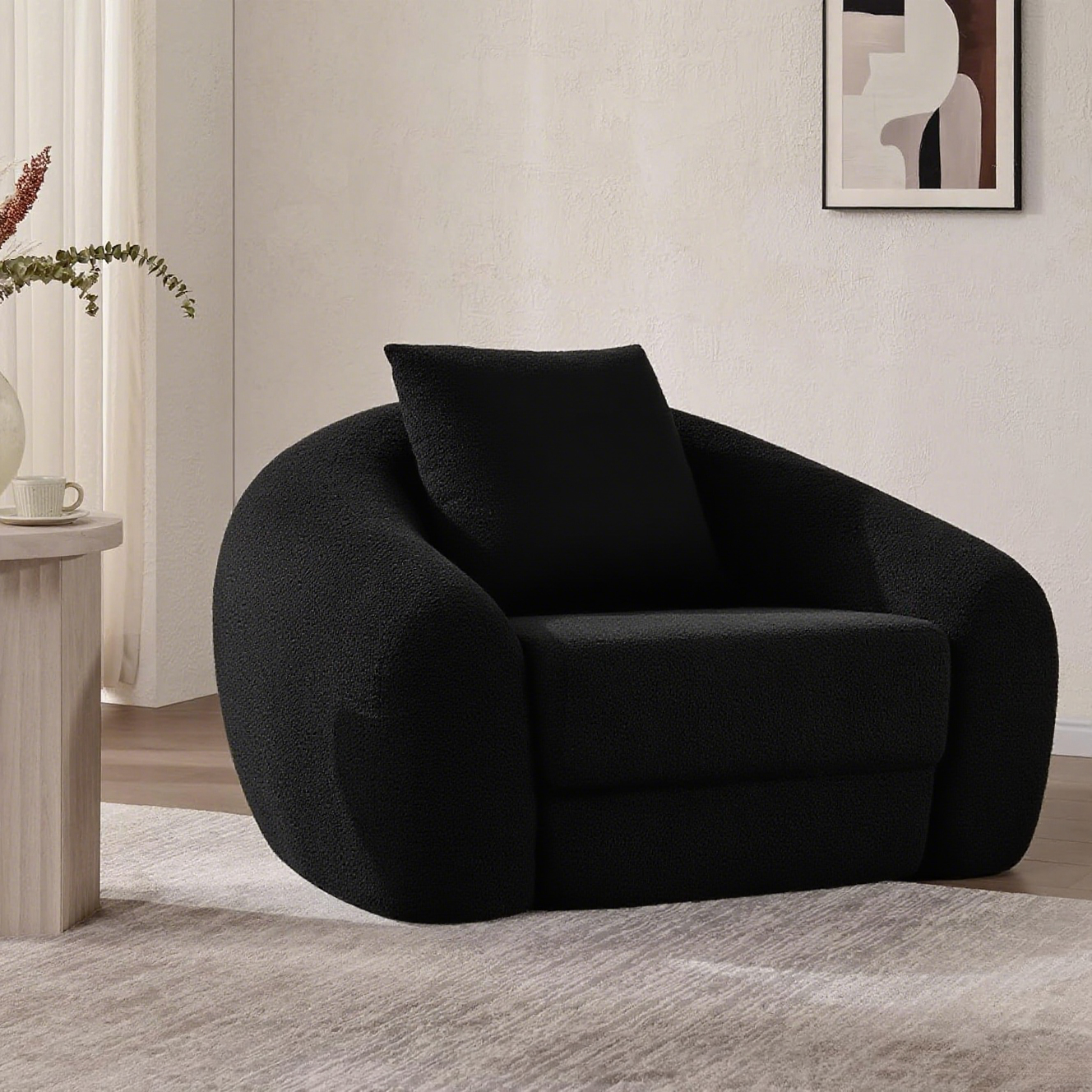 ✨Curved Convertible Sofa Couch Bed for Living Room, Futon Cloud Boneless Sleeper Chair, Pull Out Floor Couch with Deep Seet Single Sofa Foam Lounger, No Assembly for Bedroom Apartment