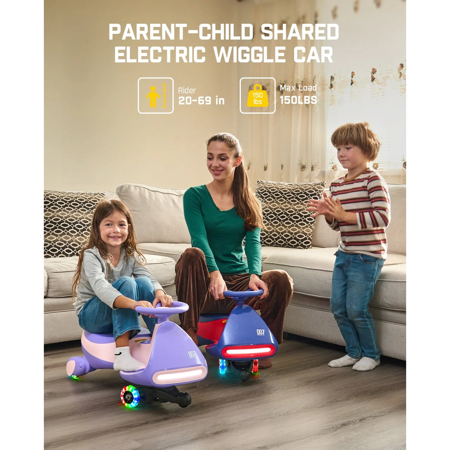 ⚡Electric Wiggle Car with Pedal, 2-in-1 Kids Ride On Toy, Rechargeable Battery, Anti-Rollover, Flashing Wheels, Bluetooth Music