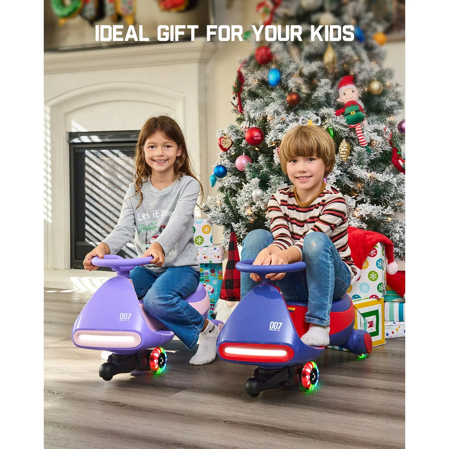 ⚡Electric Wiggle Car with Pedal, 2-in-1 Kids Ride On Toy, Rechargeable Battery, Anti-Rollover, Flashing Wheels, Bluetooth Music