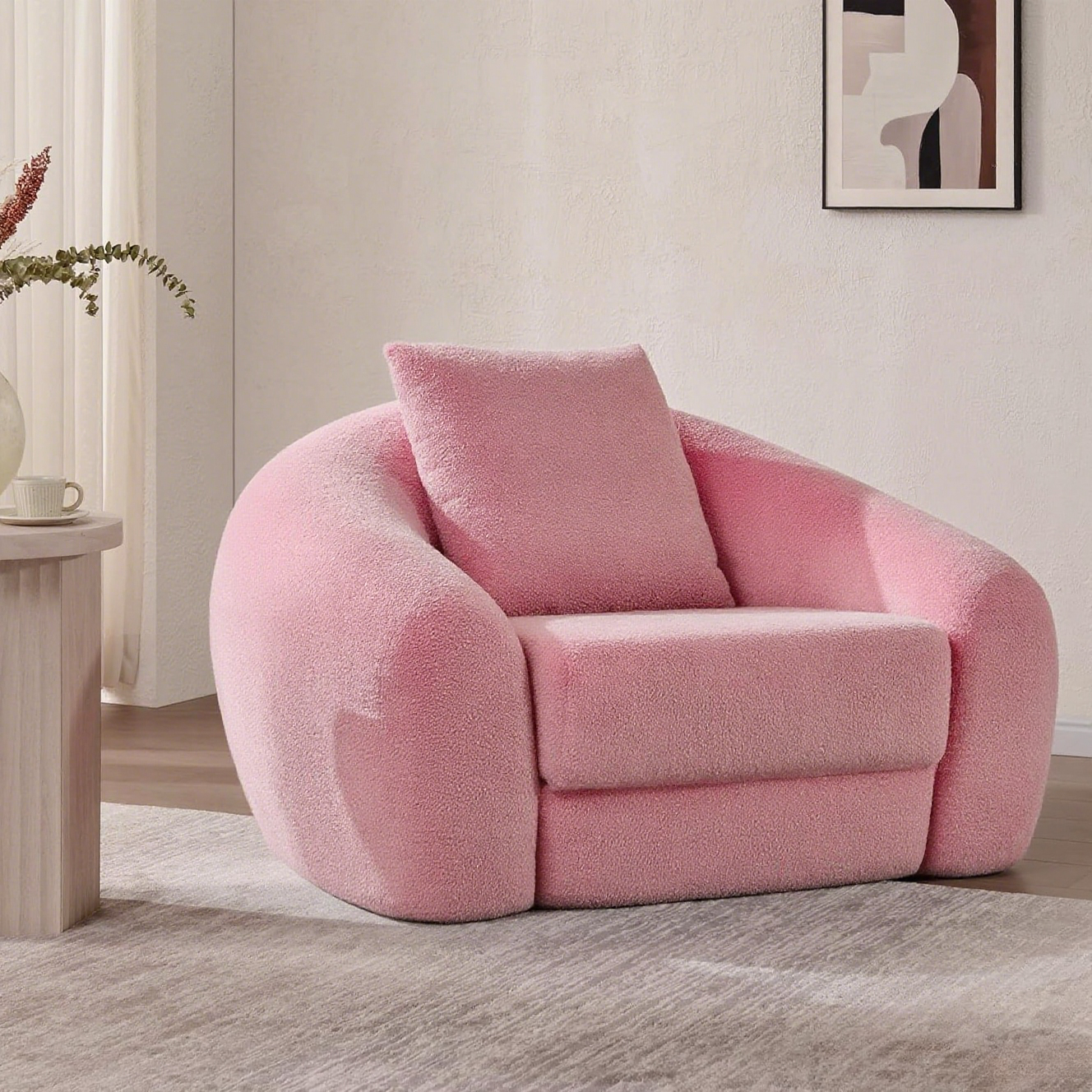 ✨Curved Convertible Sofa Couch Bed for Living Room, Futon Cloud Boneless Sleeper Chair, Pull Out Floor Couch with Deep Seet Single Sofa Foam Lounger, No Assembly for Bedroom Apartment