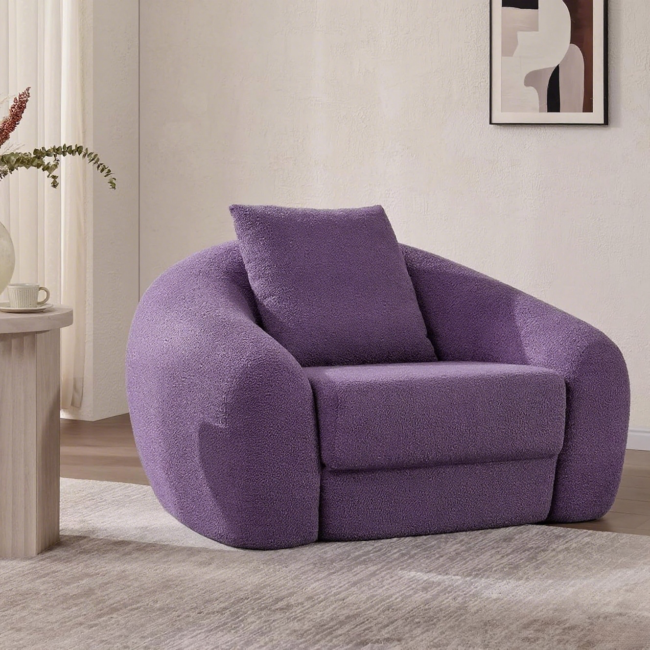 ✨Curved Convertible Sofa Couch Bed for Living Room, Futon Cloud Boneless Sleeper Chair, Pull Out Floor Couch with Deep Seet Single Sofa Foam Lounger, No Assembly for Bedroom Apartment