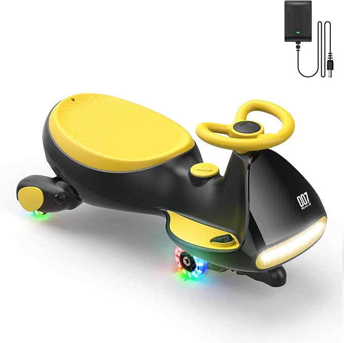 ⚡Electric Wiggle Car with Pedal, 2-in-1 Kids Ride On Toy, Rechargeable Battery, Anti-Rollover, Flashing Wheels, Bluetooth Music