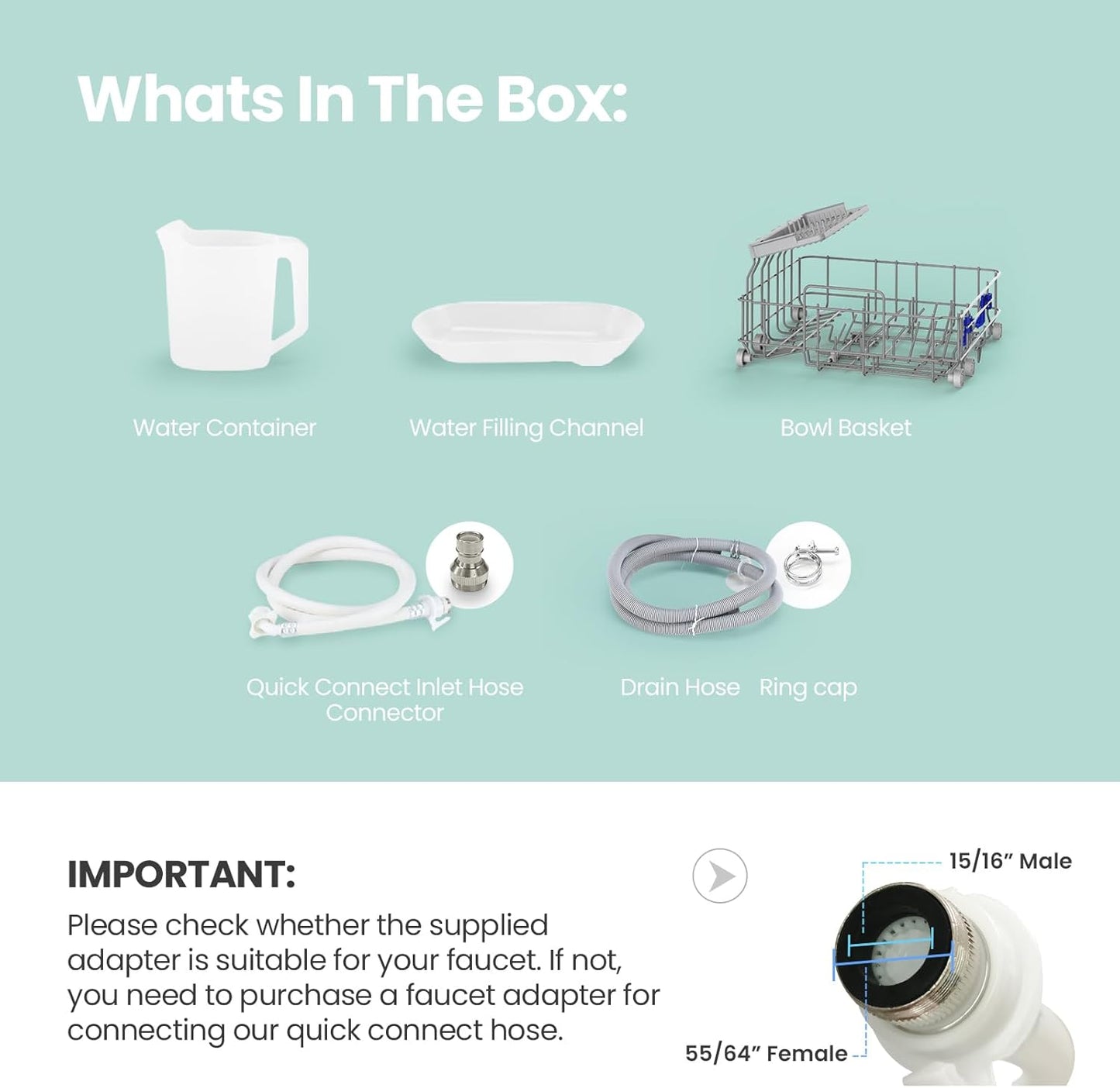 ✨Portable Mini Dishwasher Countertop with 5L Built-in Water Tank for Apartments& RVs, No Hookup Needed, 6 Programs, 360° Dual Spray, 162℉ High-Temp& Air-Dry Function