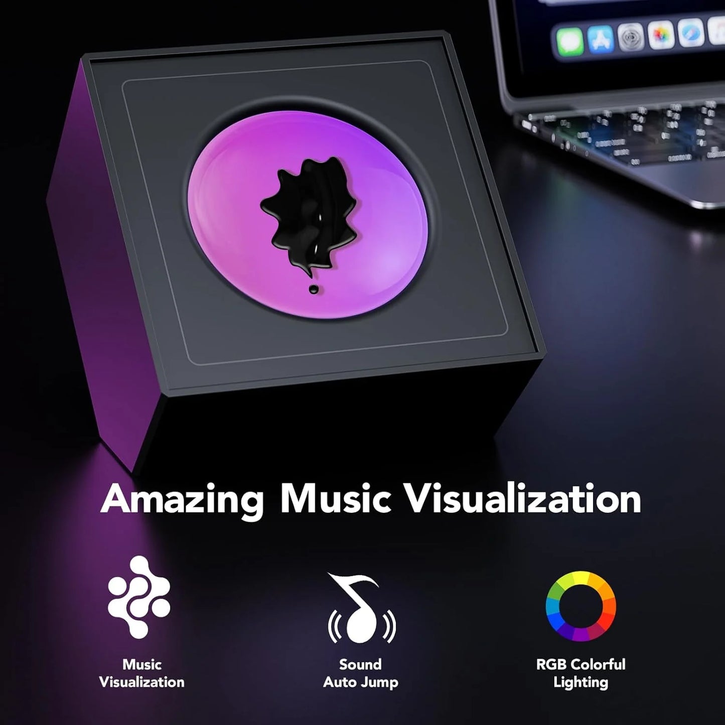💥Ferrofluid Rhythm Music Lamp, Ferrofluid Music Visualizer, RGB Light Ferrofluid Speaker Music Mate, Dancing Ferrofluid Sculptures for Desk,Office,Bedroom