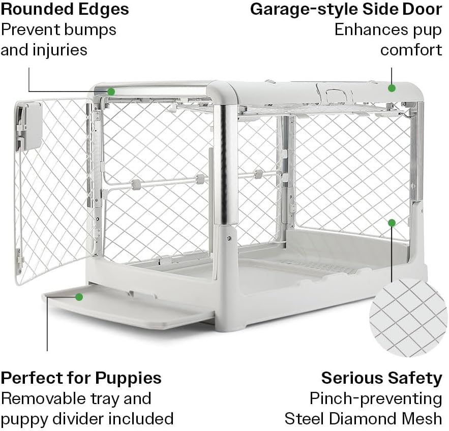 Collapsible Dog Crate with Wheels, Premium Portable Dog Crate