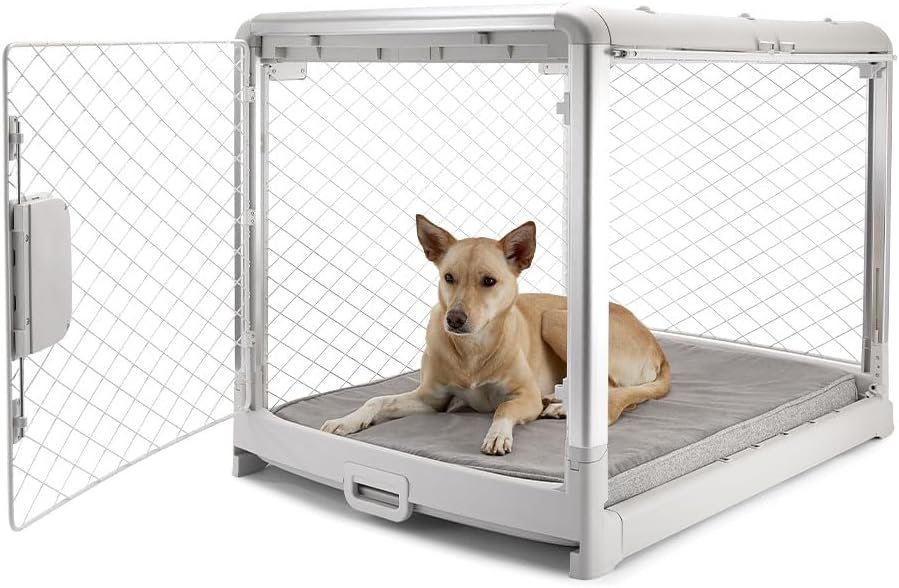 Collapsible Dog Crate with Wheels, Premium Portable Dog Crate