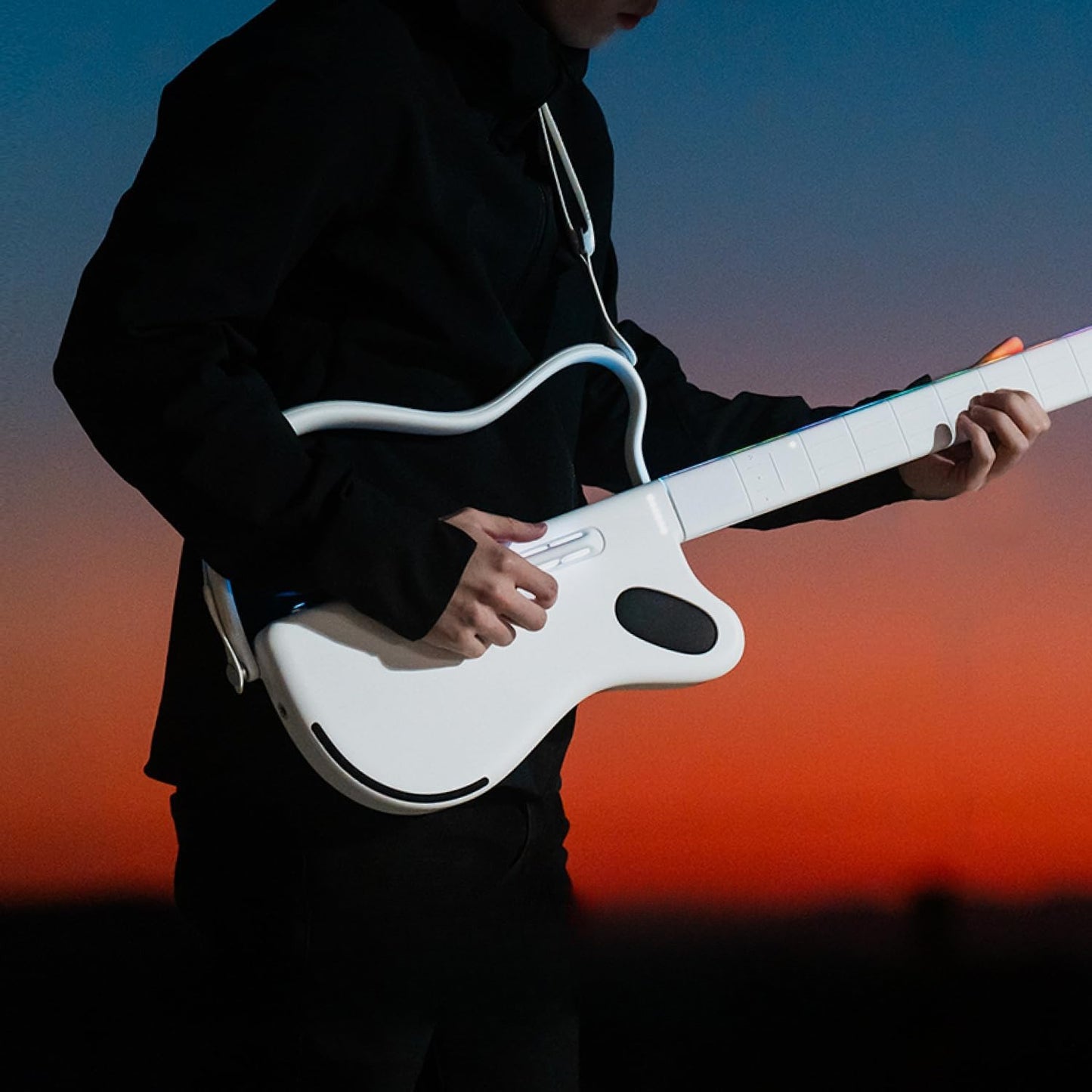 🎸Stringless Smart Guitar, No Strings Attached, Hundreds of Instrument Presets, Onboard Speaker, Foldable, Detachable