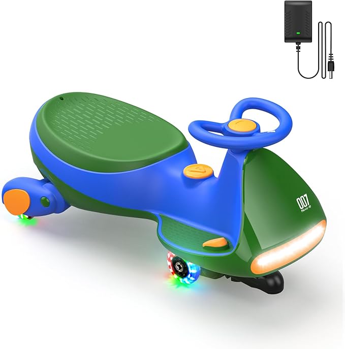 ⚡Electric Wiggle Car with Pedal, 2-in-1 Kids Ride On Toy, Rechargeable Battery, Anti-Rollover, Flashing Wheels, Bluetooth Music