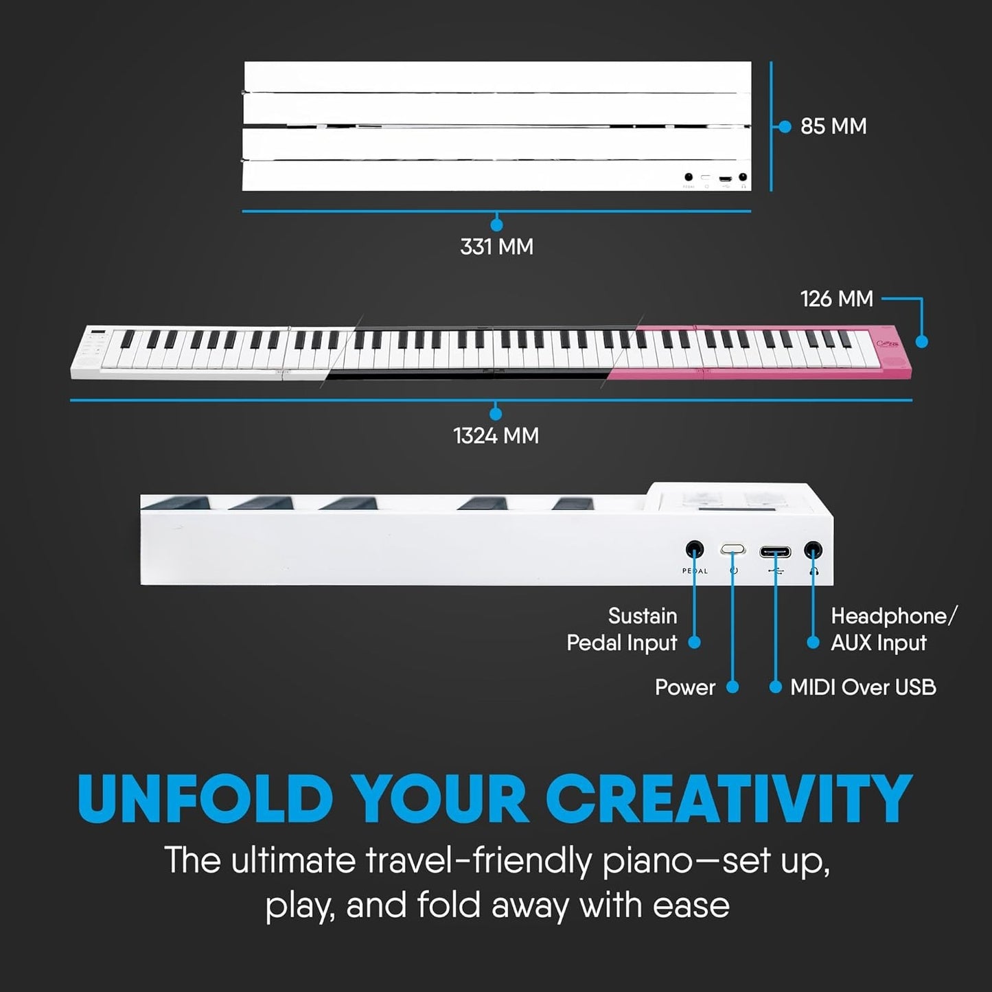 🎹Portable Foldable Digital Piano With 88 Keys USB MIDI Controller With Rechargeable Battery