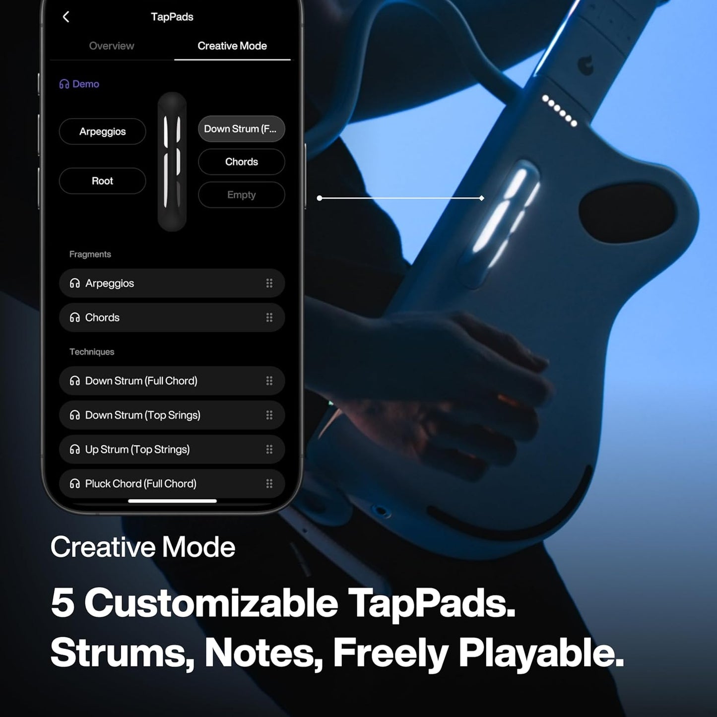 🎸Stringless Smart Guitar, No Strings Attached, Hundreds of Instrument Presets, Onboard Speaker, Foldable, Detachable