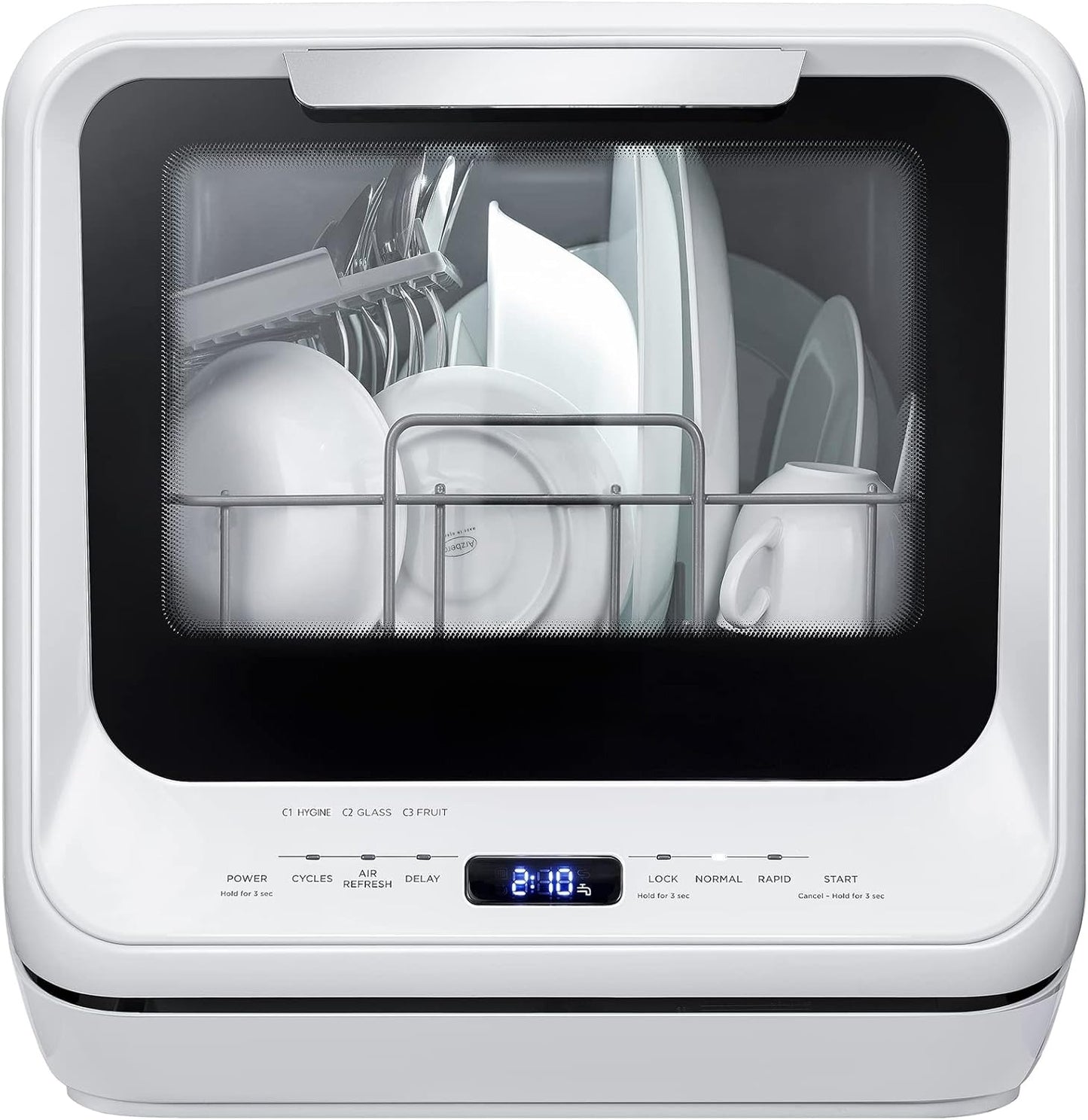 ✨Portable Mini Dishwasher Countertop with 5L Built-in Water Tank for Apartments& RVs, No Hookup Needed, 6 Programs, 360° Dual Spray, 162℉ High-Temp& Air-Dry Function