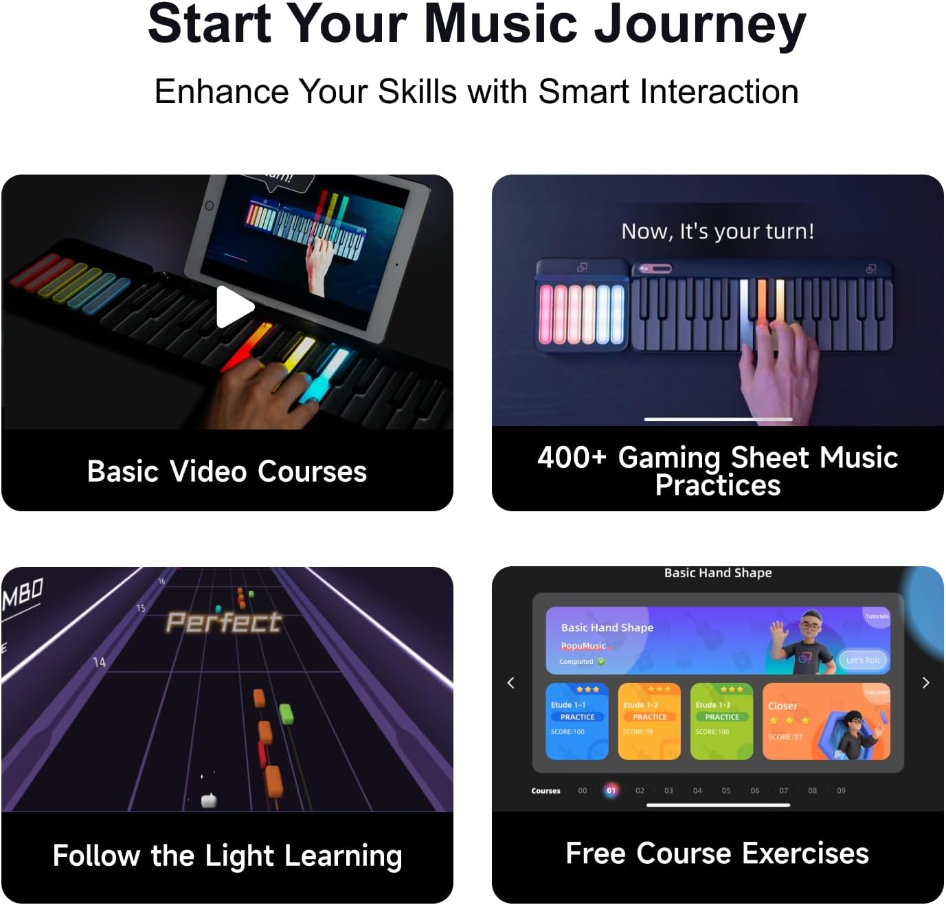 🎶Smart Piano Keyboard,Rainbow LED Lights&Free Apps, 256 Voices,100+ Auto Chords,MIDI Support,59-Key Digital Piano for Beginners,Gift for Birthdays or Holidays