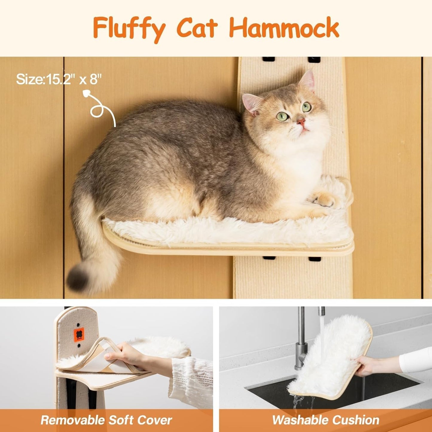 ✨Door Hanging Cat Shelf with 4-Levels Over Door, Cat Tree Door Mounted Cat Climber, Cat Shelves Cat Ladder with Removable Soft Mat