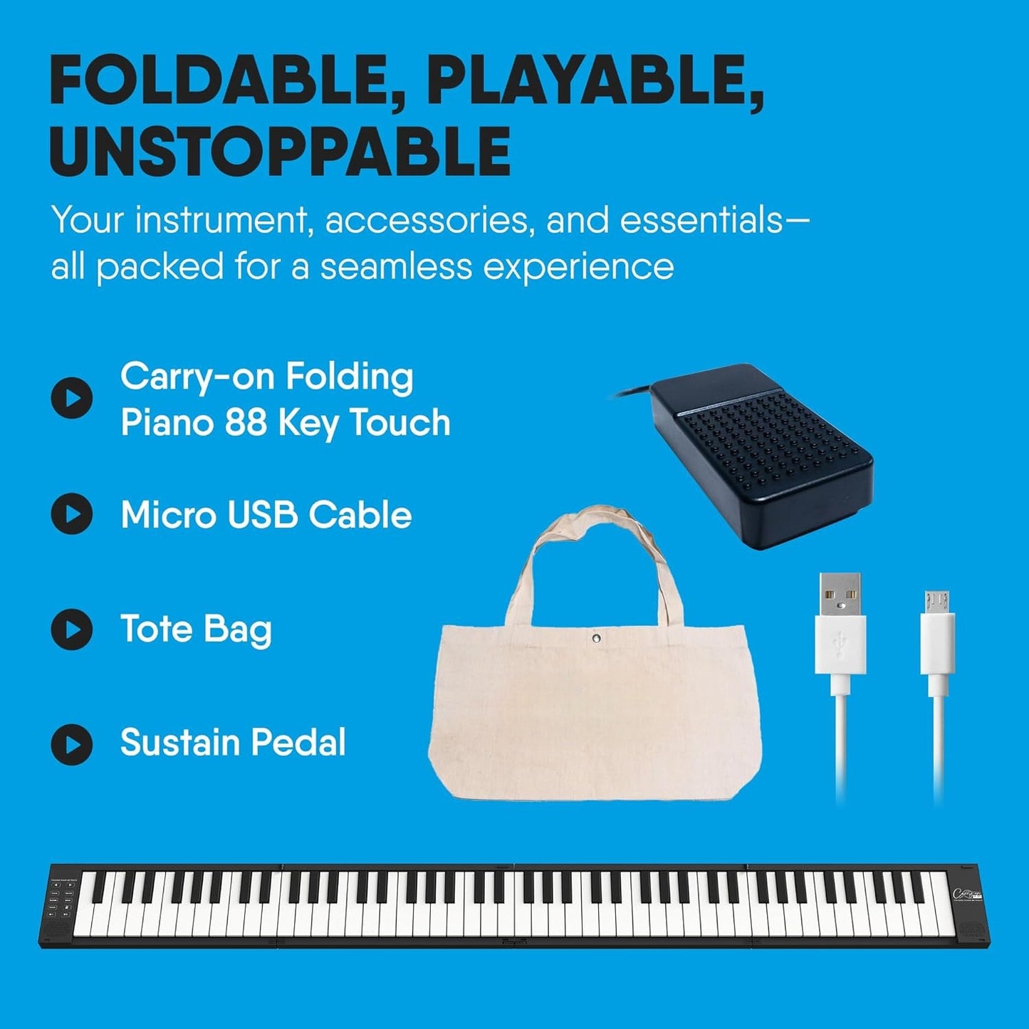 🎹Portable Foldable Digital Piano With 88 Keys USB MIDI Controller With Rechargeable Battery