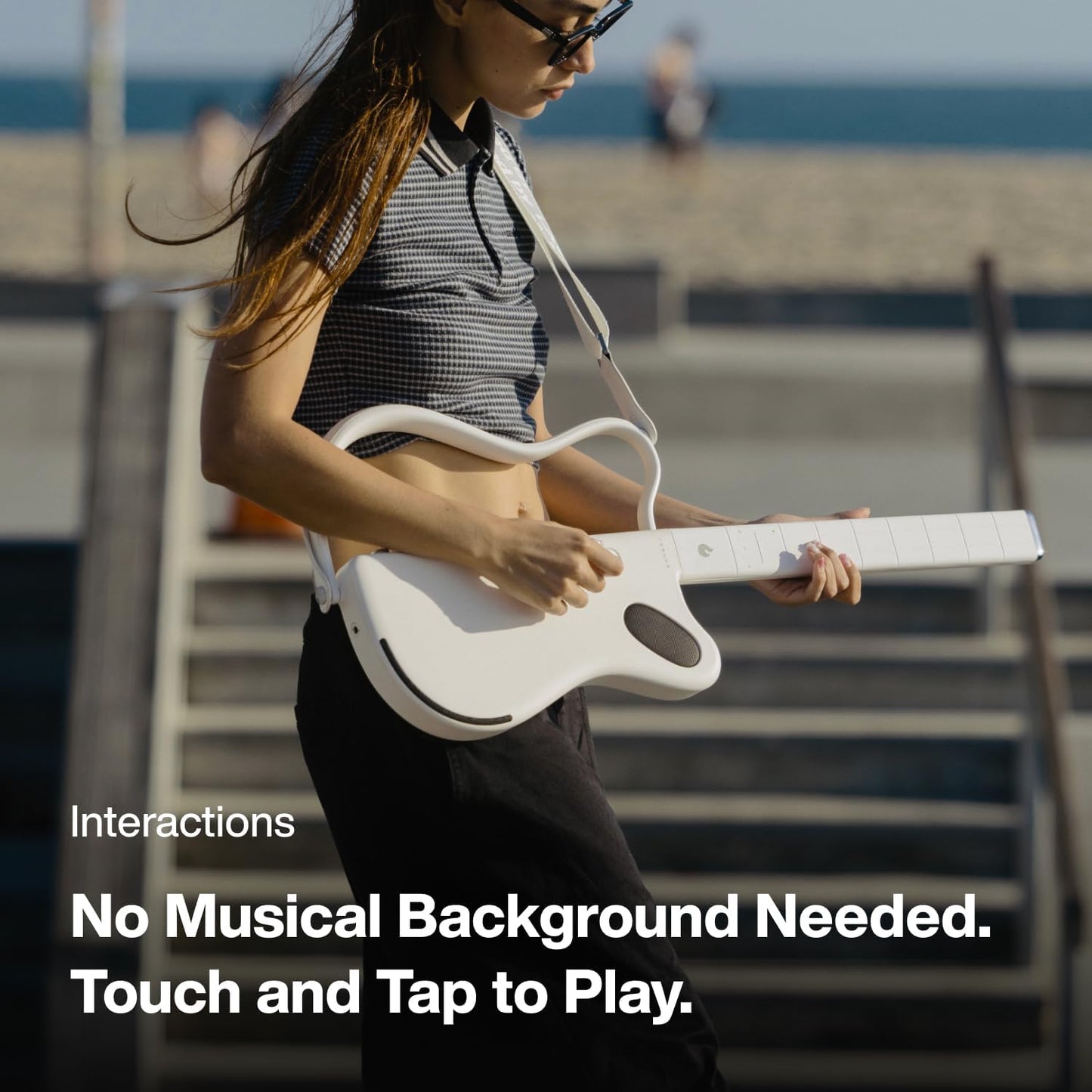 🎸Stringless Smart Guitar, No Strings Attached, Hundreds of Instrument Presets, Onboard Speaker, Foldable, Detachable