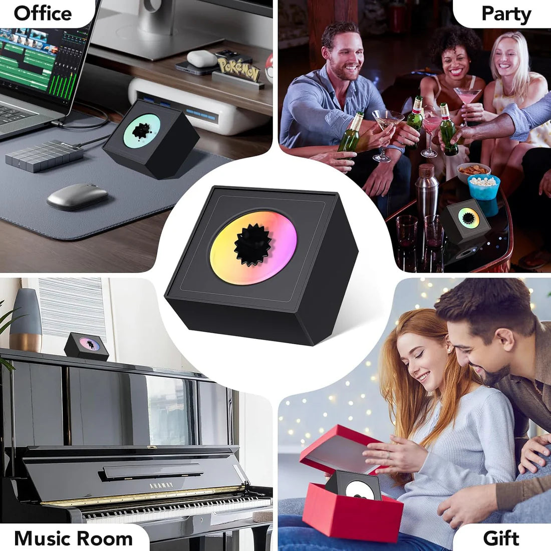 💥Ferrofluid Rhythm Music Lamp, Ferrofluid Music Visualizer, RGB Light Ferrofluid Speaker Music Mate, Dancing Ferrofluid Sculptures for Desk,Office,Bedroom