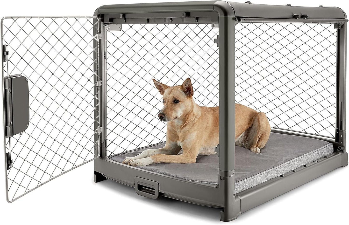 Collapsible Dog Crate with Wheels, Premium Portable Dog Crate
