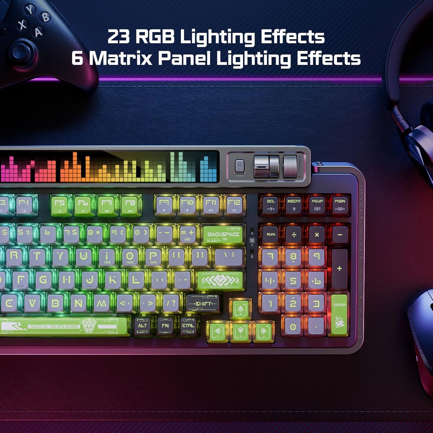 ⌨Wireless Mechanical Keyboard with RGB LED Matrix Panel