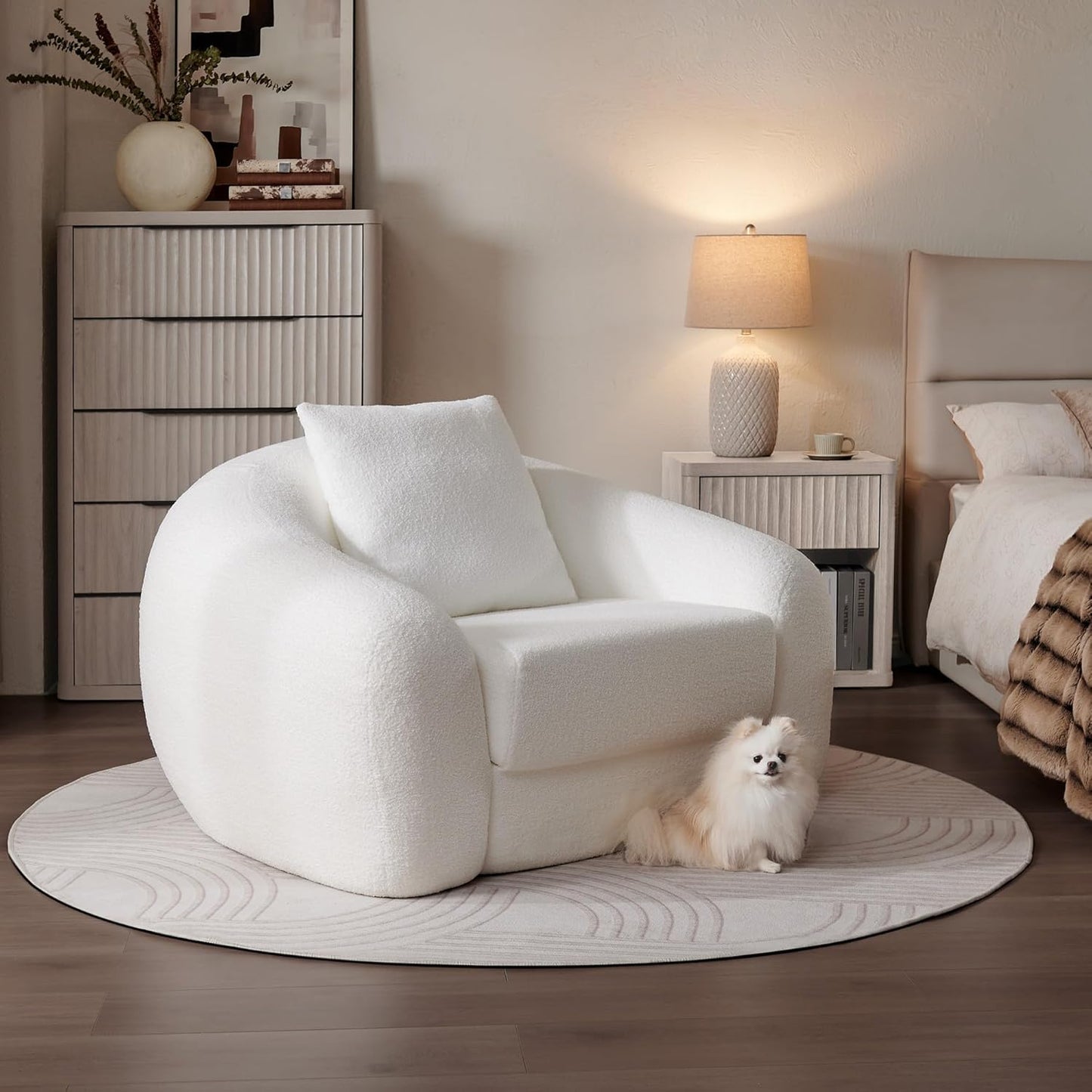 ✨Curved Convertible Sofa Couch Bed for Living Room, Futon Cloud Boneless Sleeper Chair, Pull Out Floor Couch with Deep Seet Single Sofa Foam Lounger, No Assembly for Bedroom Apartment