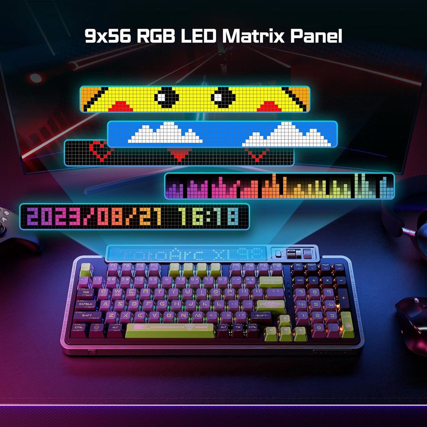 ⌨Wireless Mechanical Keyboard with RGB LED Matrix Panel