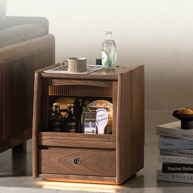 ✨Wooden bedside table, Smart Nightstand with Fingerprint Lock and Charging Station