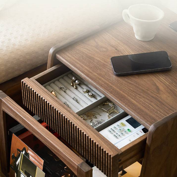 ✨Wooden bedside table, Smart Nightstand with Fingerprint Lock and Charging Station