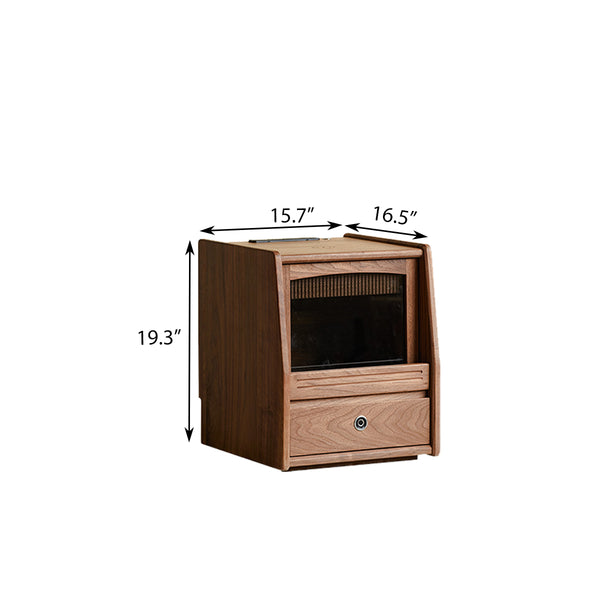 ✨Wooden bedside table, Smart Nightstand with Fingerprint Lock and Charging Station