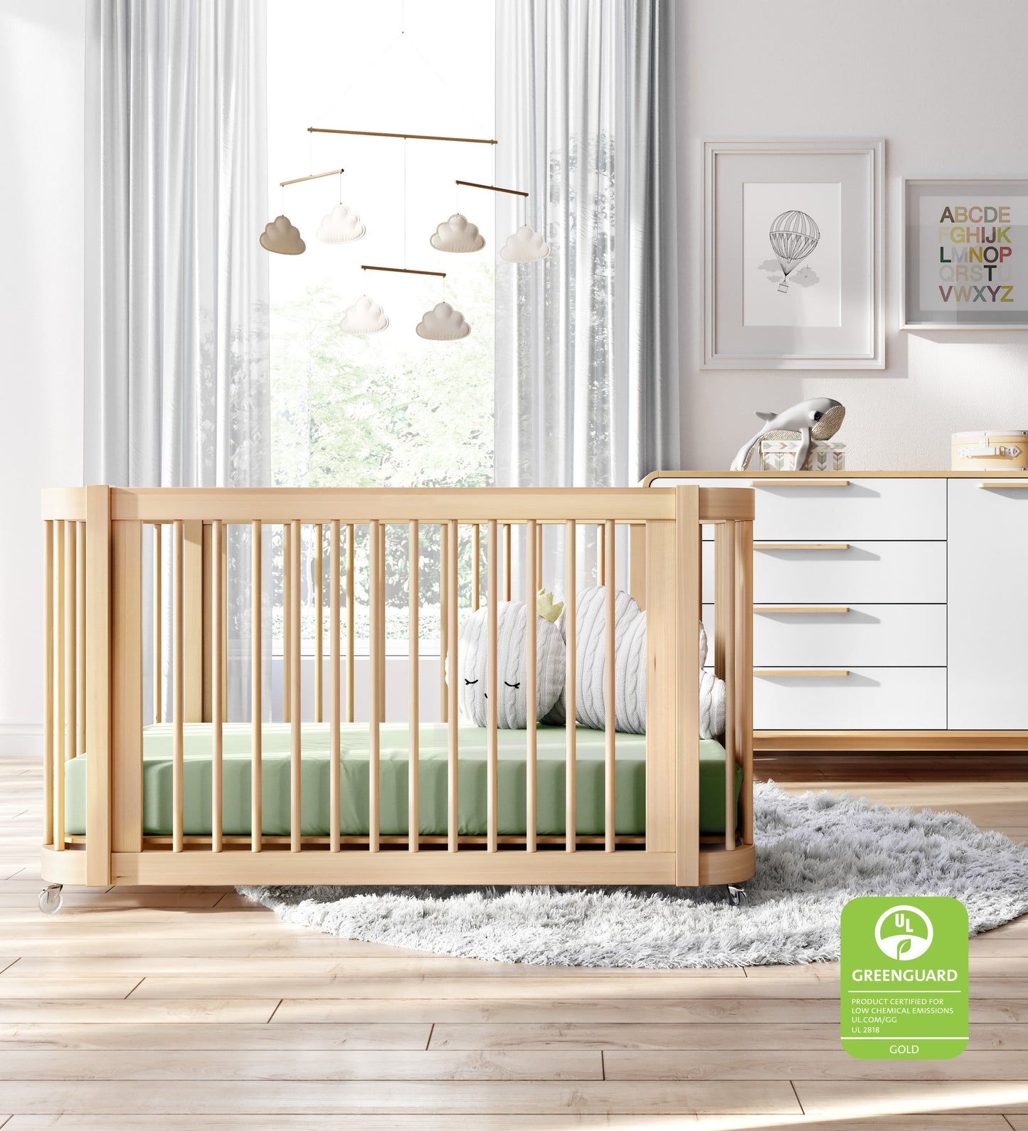 ✨3-in-1 Children Convertible Wave Crib, converts from a mini crib, to full crib, to toddler bed
