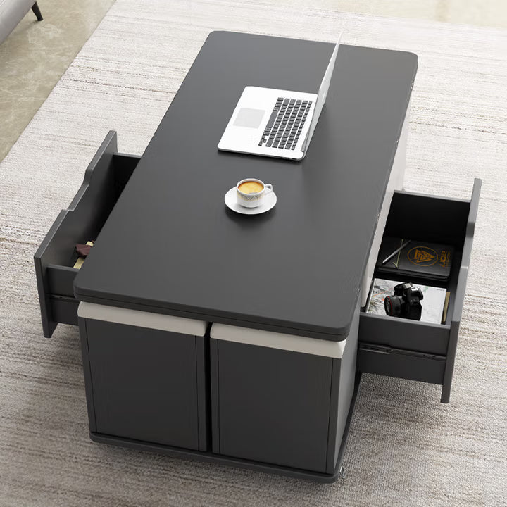✨Lift Top Coffee Table with 4 Stools, Multifunctional Coffee Table with Storage Space, Pop Up Coffee Table for Living Room