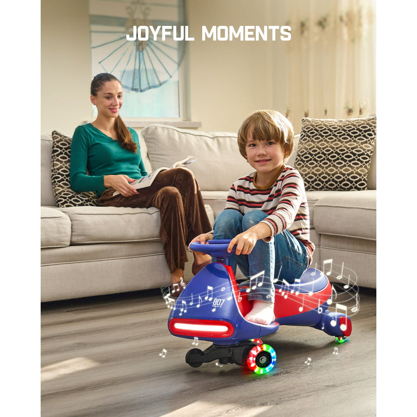 ⚡Electric Wiggle Car with Pedal, 2-in-1 Kids Ride On Toy, Rechargeable Battery, Anti-Rollover, Flashing Wheels, Bluetooth Music