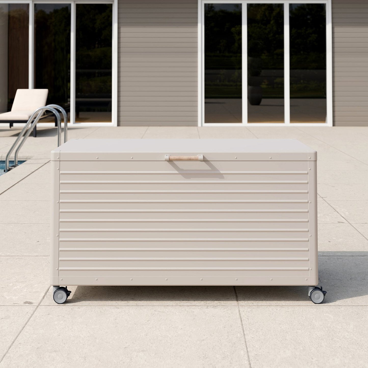 ✨Large Outdoor Metal Deck Box with Wheels, Storage Box with Lid for Patio Furniture, Garden Tools, Outdoor Cushion