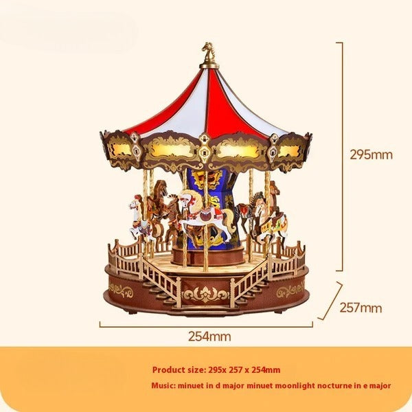 🎠Carousel music box diy handmade decompression octave box,Building block toys