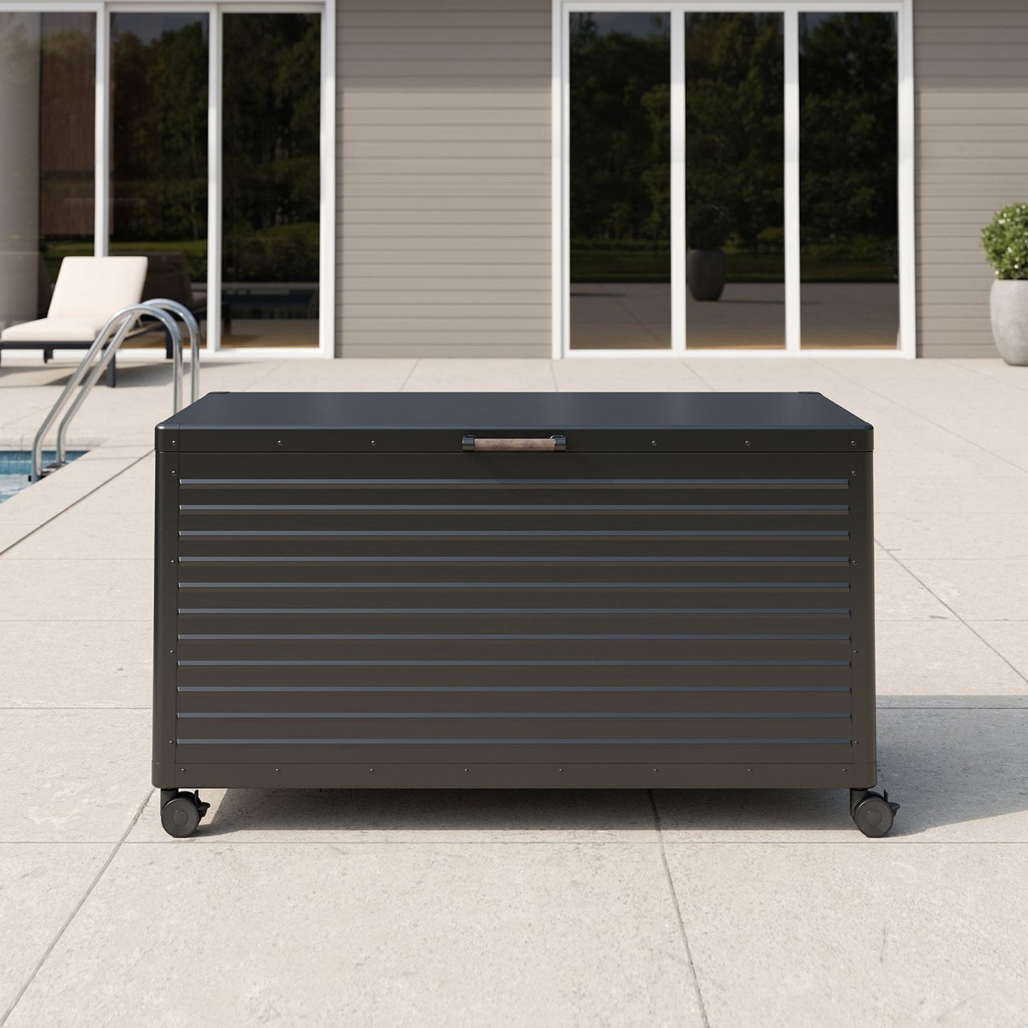 ✨Large Outdoor Metal Deck Box with Wheels, Storage Box with Lid for Patio Furniture, Garden Tools, Outdoor Cushion