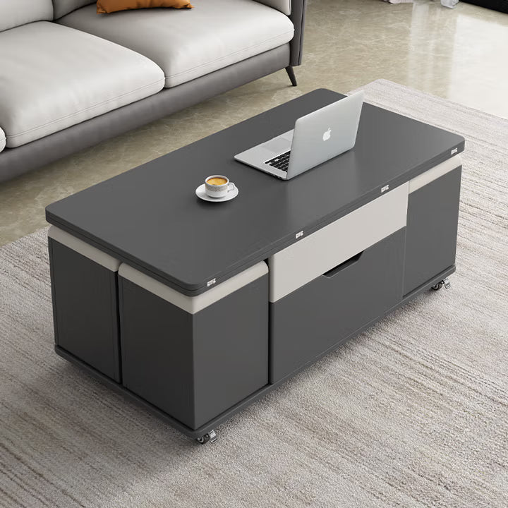 ✨Lift Top Coffee Table with 4 Stools, Multifunctional Coffee Table with Storage Space, Pop Up Coffee Table for Living Room