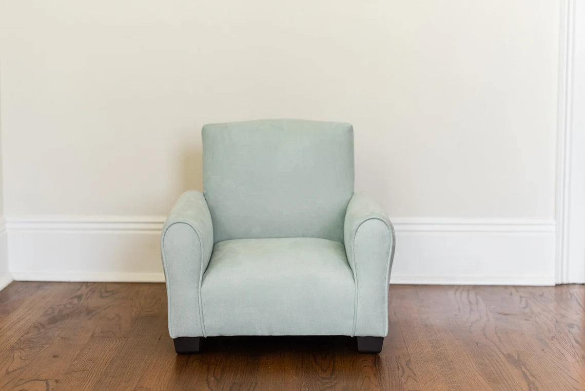 Personalized Child's Upholstered Rocking Chair / Kids Chair - Seafoam Green Suede