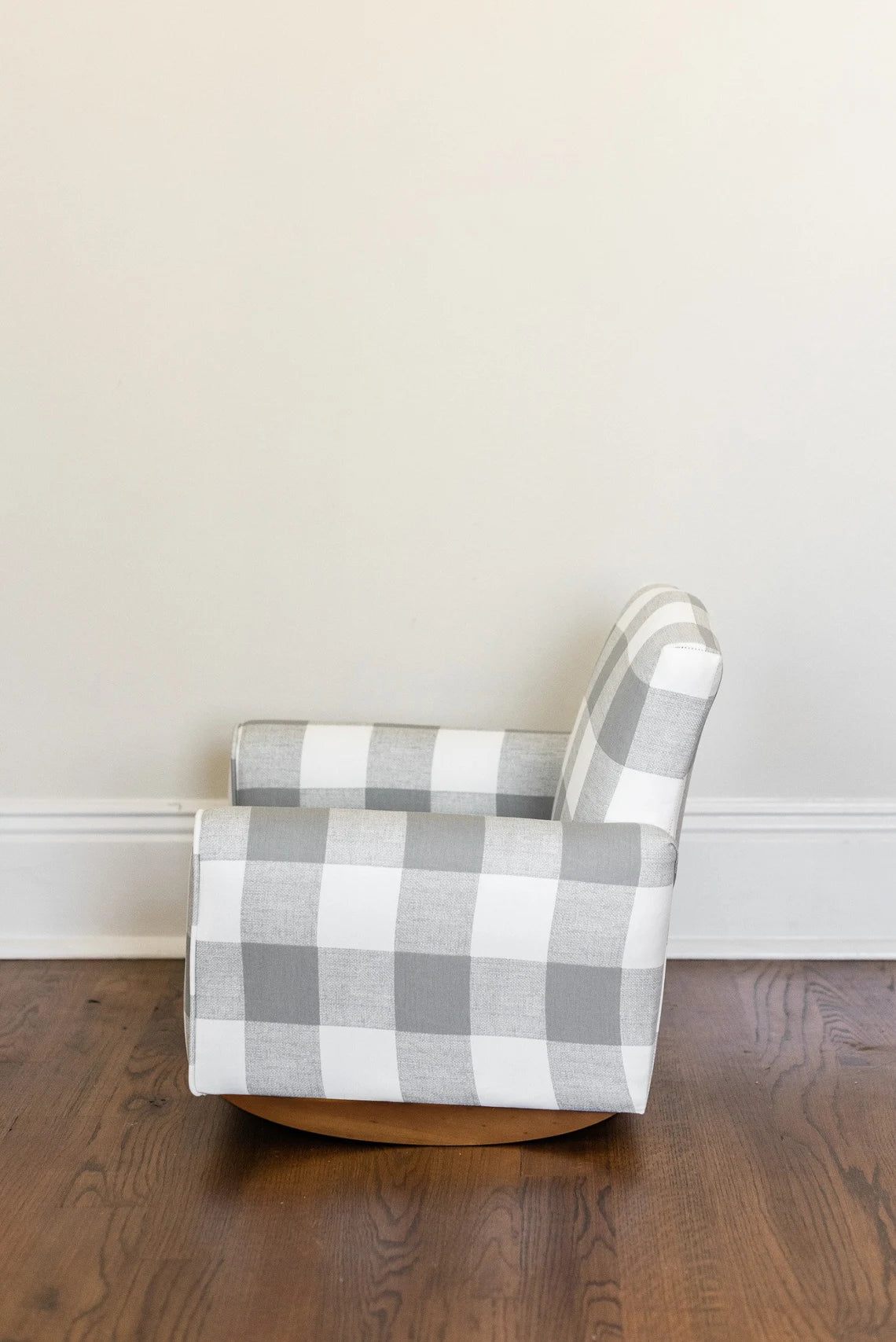 Personalized Child's Upholstered Rocking chair / Chair - Gray/White Plaid