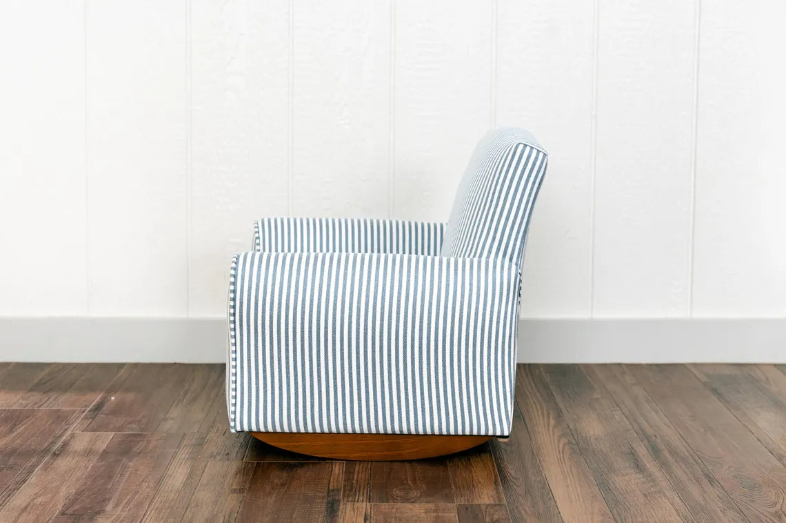 Personalized Kids Rocking Chair / Toddler Chair - Blue/White Striped