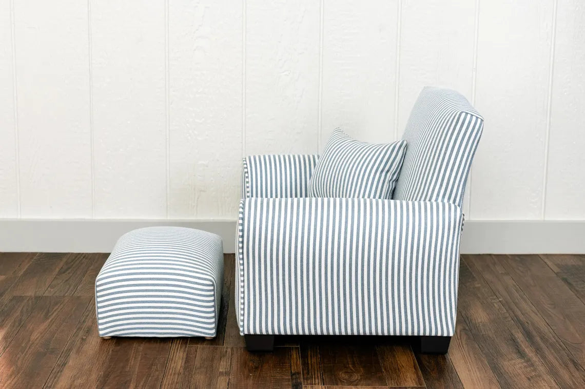 Personalized Kids Rocking Chair / Toddler Chair - Blue/White Striped