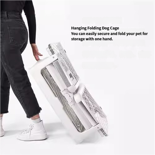 Collapsible Dog Crate with Wheels, Premium Portable Dog Crate