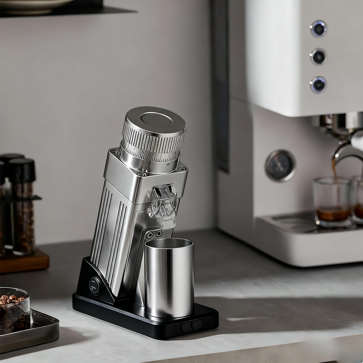 ☕️Small Footprint Electric Bean Grinder, 55mm Cone Burr, 60 Settings for Espresso/Drip/French Press/Cold Brew, Aluminum Housing