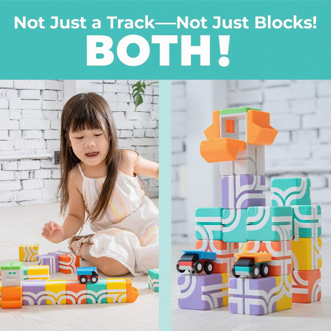 🎈STEM Magnetic Building Blocks with Trucks & Fruit Tiles, Educational Sensory Magnet Toys,Montessori Magnet Building Cubes for Kids