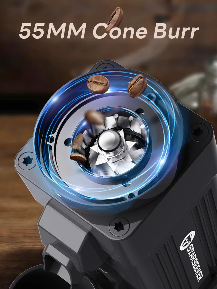 ☕️Small Footprint Electric Bean Grinder, 55mm Cone Burr, 60 Settings for Espresso/Drip/French Press/Cold Brew, Aluminum Housing
