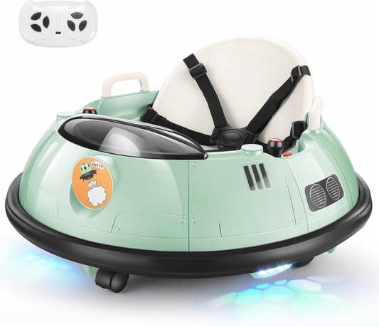 🛴Electric Bumper Car for Kids, 12V Battery Powered Bumper Cars for Girls Boys, 360 Degree Spin, 5-Point Safety Belt, Two Driving Mode