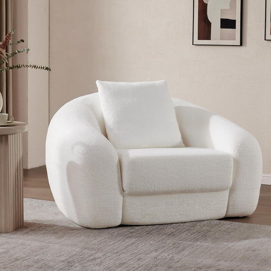 ✨Curved Convertible Sofa Couch Bed for Living Room, Futon Cloud Boneless Sleeper Chair, Pull Out Floor Couch with Deep Seet Single Sofa Foam Lounger, No Assembly for Bedroom Apartment